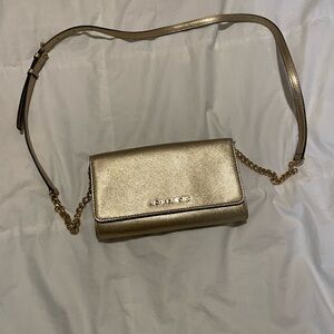 Gold Michael Kors clutch/crossbody purse